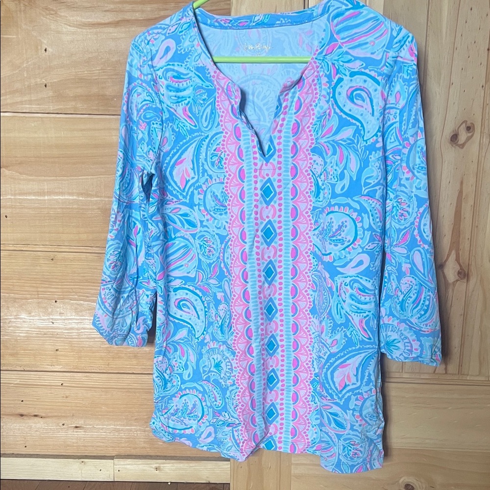 Lilly Pulitzer Blue and Pink Paisley Tunic